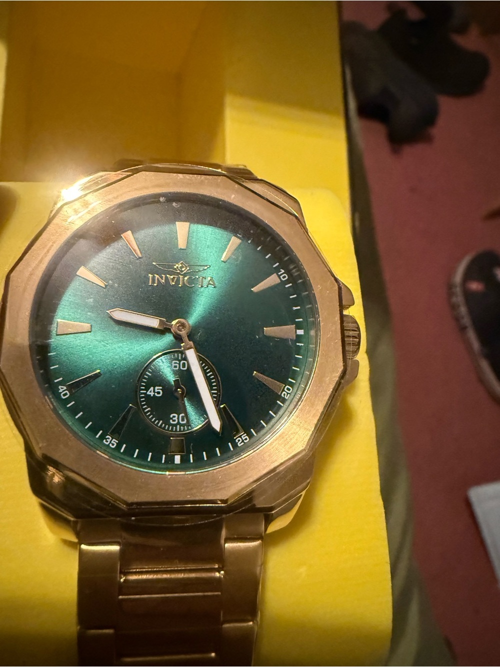 Invicta Gold-Tone Men's Watch with Emerald Green Dial